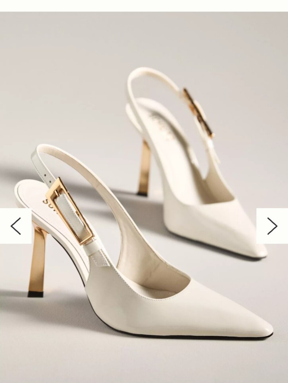 SCHUTZ White Pointed Slingback Kitten Heel Pumps